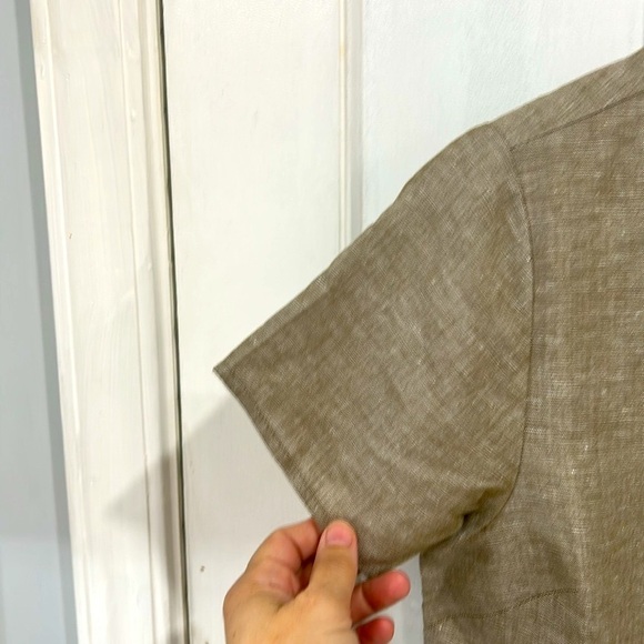 NWT Madewell Linen-Blend Alexandra Button-Front Mini Dress in Olive Branch - S - Picture 7 of 14